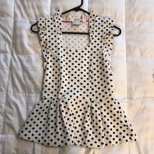 Anthropologie Black Polkda Dot Top